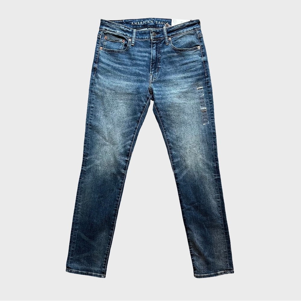 American Eagle AE Men’s Airflex Slim Straight Jeans Medium Indigo Denim 32 x 32